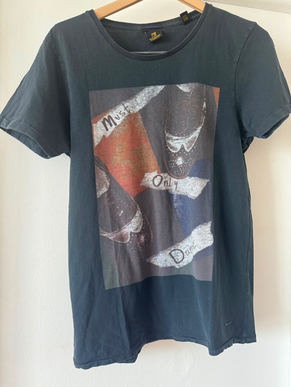 Scotch & Soda Black Tee with Yellow Logo Tag
